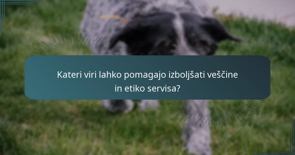 Kateri viri lahko pomagajo izboljšati veščine in etiko servisa?